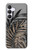 S3692 灰色の黒いヤシの葉 Gray Black Palm Leaves Samsung Galaxy S25 FE バックケース、フリップケース・カバー