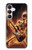 S3984 ギターを弾く火の骸骨 Fire Skeleton Playing Guitar Samsung Galaxy S25 FE バックケース、フリップケース・カバー