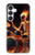 S3985 火の頭蓋骨のドラマー Fire Skull Drummer Samsung Galaxy S25 FE バックケース、フリップケース・カバー