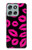 S2933 ピンクの唇のキス Pink Lips Kisses on Black Motorola Moto G56 バックケース、フリップケース・カバー