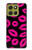 S2933 ピンクの唇のキス Pink Lips Kisses on Black Motorola Moto G86 バックケース、フリップケース・カバー
