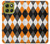 S3421 黒 オレンジ 白 アーガイルプラッド Black Orange White Argyle Plaid Motorola Moto G86 バックケース、フリップケース・カバー