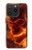 S4062 火の頭蓋骨 Fire Skull iPhone 15 Pro バックケース、フリップケース・カバー