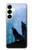 S4053 遠吠えする2匹のオオカミのカップル Two Wolves Couple Howling Forest Samsung Galaxy S25 Plus バックケース、フリップケース・カバー