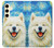 S4064 笑顔の犬 ゴッホの星月夜 Smile Dog Van Gogh Starry Night Samsung Galaxy S24 バックケース、フリップケース・カバー
