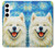 S4064 笑顔の犬 ゴッホの星月夜 Smile Dog Van Gogh Starry Night Samsung Galaxy S24 Plus バックケース、フリップケース・カバー