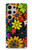 S4043 カラフルな花の漫画 Colorful Flowers Cartoon Samsung Galaxy S24 Ultra バックケース、フリップケース・カバー