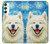 S4064 笑顔の犬 ゴッホの星月夜 Smile Dog Van Gogh Starry Night Samsung Galaxy A34 5G バックケース、フリップケース・カバー