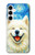 S4064 笑顔の犬 ゴッホの星月夜 Smile Dog Van Gogh Starry Night Samsung Galaxy A35 5G バックケース、フリップケース・カバー