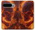 S4062 火の頭蓋骨 Fire Skull Google Pixel 9 Pro XL バックケース、フリップケース・カバー