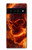 S4062 火の頭蓋骨 Fire Skull Google Pixel 6 Pro バックケース、フリップケース・カバー