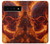 S4062 火の頭蓋骨 Fire Skull Google Pixel 6 Pro バックケース、フリップケース・カバー