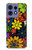 S4043 カラフルな花の漫画 Colorful Flowers Cartoon Motorola Edge 50 Pro バックケース、フリップケース・カバー