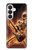 S3984 ギターを弾く火の骸骨 Fire Skeleton Playing Guitar Samsung Galaxy S26 バックケース、フリップケース・カバー