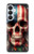 S4015 スカル アメリカ国旗 Skull American Flag Samsung Galaxy S26 Plus バックケース、フリップケース・カバー