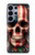S4015 スカル アメリカ国旗 Skull American Flag Samsung Galaxy S26 Ultra バックケース、フリップケース・カバー