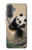 S2210 パンダふわふわアートの絵画 Panda Fluffy Art Painting Samsung Galaxy A37 バックケース、フリップケース・カバー
