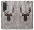 S2505 トナカイ古い木材グラフィックプリント Reindeer Head Old Wood Texture Graphic Printed Samsung Galaxy A57 バックケース、フリップケース・カバー