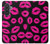 S2933 ピンクの唇のキス Pink Lips Kisses on Black Samsung Galaxy A57 バックケース、フリップケース・カバー