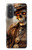S3949 スチームパンクなスカルの喫煙 Steampunk Skull Smoking Samsung Galaxy A57 バックケース、フリップケース・カバー