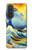 S4005 油絵 グレートウェーブ Oil Color Painting Great Waves Samsung Galaxy A57 バックケース、フリップケース・カバー