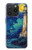 S4092 月夜の灯台風景 Moonlit Lighthouse Coastal Painting iPhone 15 Pro バックケース、フリップケース・カバー
