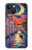 S4083 月夜のベネチア風景 Colorful Painting Moonlit Venice City iPhone 14 バックケース、フリップケース・カバー