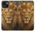 S4093 王冠ライオンアート Royal Lion Portrait Artwork iPhone 14 バックケース、フリップケース・カバー