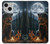 S4095 森のクマ幻想画 Majestic Bear Indian Wilderness Art iPhone 13 mini バックケース、フリップケース・カバー