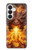 S4090 炎のドラゴンアート Epic Fire Dragon Fantasy Illustration Samsung Galaxy S26 バックケース、フリップケース・カバー