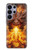 S4090 炎のドラゴンアート Epic Fire Dragon Fantasy Illustration Samsung Galaxy S26 Ultra バックケース、フリップケース・カバー