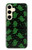 S4087 かわいいおばけ柄 Cute Green Ghost Cartoon Pattern Samsung Galaxy S24 バックケース、フリップケース・カバー