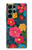 S4105 カラフル花柄 Vibrant Colorful Floral Pattern Samsung Galaxy S22 Ultra バックケース、フリップケース・カバー