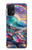S4084 虹色ファンタジー波 Rainbow Ocean Wave Fantasy Samsung Galaxy A32 5G バックケース、フリップケース・カバー