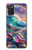 S4084 虹色ファンタジー波 Rainbow Ocean Wave Fantasy Samsung Galaxy A03S バックケース、フリップケース・カバー
