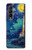 S4092 月夜の灯台風景 Moonlit Lighthouse Coastal Painting Samsung Galaxy Z Fold 3 5G バックケース、フリップケース・カバー