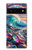 S4084 虹色ファンタジー波 Rainbow Ocean Wave Fantasy Google Pixel 6 バックケース、フリップケース・カバー