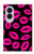 S2933 ピンクの唇のキス Pink Lips Kisses on Black Samsung Galaxy Z Fold 8 バックケース、フリップケース・カバー
