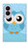 S3029 かわいい青いフクロウ Cute Blue Owl Samsung Galaxy Z Fold 8 バックケース、フリップケース・カバー