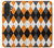 S3421 黒 オレンジ 白 アーガイルプラッド Black Orange White Argyle Plaid Samsung Galaxy A27 バックケース、フリップケース・カバー