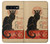 S2739 チャットノワール 黒猫 ヴィンテージ Chat Noir Black Cat Vintage Samsung Galaxy S10 バックケース、フリップケース・カバー