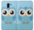 S3029 かわいい青いフクロウ Cute Blue Owl Samsung Galaxy J6 (2018) バックケース、フリップケース・カバー