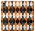 S3421 黒 オレンジ 白 アーガイルプラッド Black Orange White Argyle Plaid iPhone XS Max バックケース、フリップケース・カバー