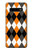 S3421 黒 オレンジ 白 アーガイルプラッド Black Orange White Argyle Plaid Samsung Galaxy S10 Plus バックケース、フリップケース・カバー