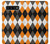S3421 黒 オレンジ 白 アーガイルプラッド Black Orange White Argyle Plaid Samsung Galaxy S10 Plus バックケース、フリップケース・カバー