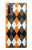 S3421 黒 オレンジ 白 アーガイルプラッド Black Orange White Argyle Plaid Samsung Galaxy Note 10 Plus バックケース、フリップケース・カバー