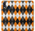 S3421 黒 オレンジ 白 アーガイルプラッド Black Orange White Argyle Plaid Samsung Galaxy A40 バックケース、フリップケース・カバー