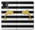S2882 黒と白のストライプ ゴールドドルフィン Black and White Striped Gold Dolphin iPhone 11 バックケース、フリップケース・カバー