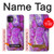 S2907 パープルターコイズ宝石グラフィックプリント Purple Turquoise Stone iPhone 11 バックケース、フリップケース・カバー