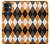 S3421 黒 オレンジ 白 アーガイルプラッド Black Orange White Argyle Plaid iPhone 11 バックケース、フリップケース・カバー